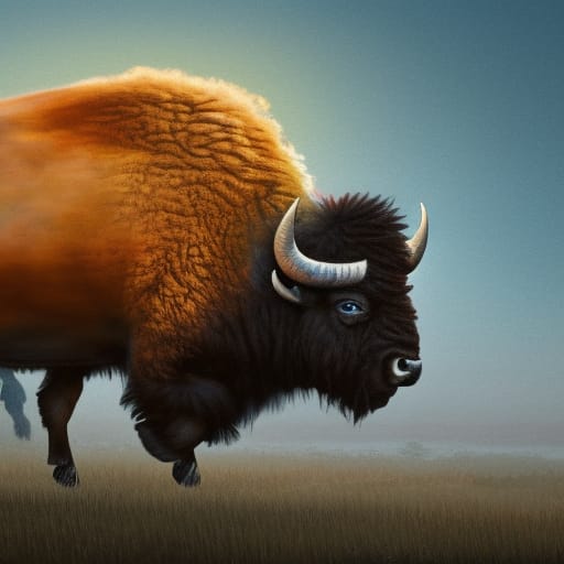 A thundering bison.
